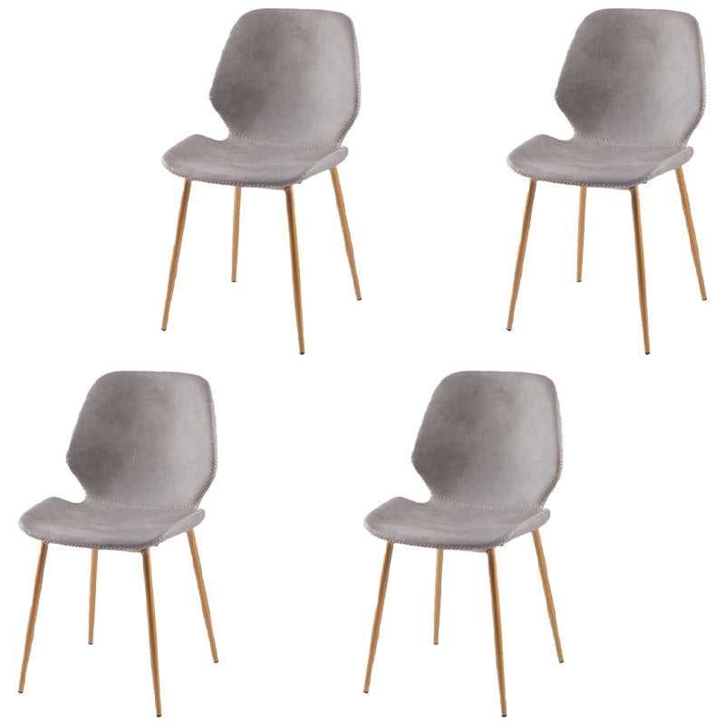 Contemporary Style Kitchen Metal Dining Chair Wingback Dining Armless Side Chair Light Gray 4 Piece Set Brass Gold Clearhalo ' kitchen&dining_furn' 'Dining Chairs' 'Dining Tables & Seating' 'dining_chair' 'furn' 'furn_dining_chair' 'Furniture' 'furniture_dining_chair' 'Kitchen & Dining Furniture' 'kitchen' 4098932