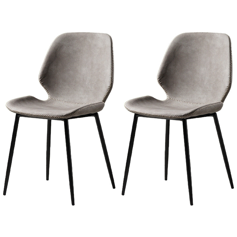 Contemporary Style Kitchen Metal Dining Chair Wingback Dining Armless Side Chair Light Gray 2 Piece Set Black Clearhalo ' kitchen&dining_furn' 'Dining Chairs' 'Dining Tables & Seating' 'dining_chair' 'furn' 'furn_dining_chair' 'Furniture' 'furniture_dining_chair' 'Kitchen & Dining Furniture' 'kitchen' 4098934