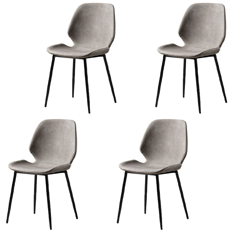 Contemporary Style Kitchen Metal Dining Chair Wingback Dining Armless Side Chair Light Gray 4 Piece Set Black Clearhalo ' kitchen&dining_furn' 'Dining Chairs' 'Dining Tables & Seating' 'dining_chair' 'furn' 'furn_dining_chair' 'Furniture' 'furniture_dining_chair' 'Kitchen & Dining Furniture' 'kitchen' 4098935
