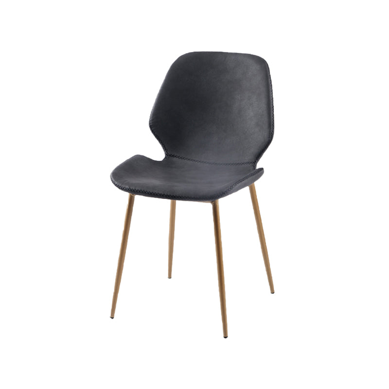 Contemporary Style Kitchen Metal Dining Chair Wingback Dining Armless Side Chair Dark Gray 1 Piece Brass Gold Clearhalo ' kitchen&dining_furn' 'Dining Chairs' 'Dining Tables & Seating' 'dining_chair' 'furn' 'furn_dining_chair' 'Furniture' 'furniture_dining_chair' 'Kitchen & Dining Furniture' 'kitchen' 4098936