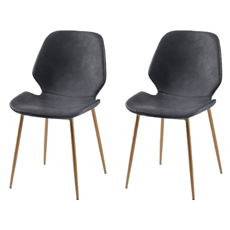 Contemporary Style Kitchen Metal Dining Chair Wingback Dining Armless Side Chair Dark Gray 2 Piece Set Brass Gold Clearhalo ' kitchen&dining_furn' 'Dining Chairs' 'Dining Tables & Seating' 'dining_chair' 'furn' 'furn_dining_chair' 'Furniture' 'furniture_dining_chair' 'Kitchen & Dining Furniture' 'kitchen' 4098937