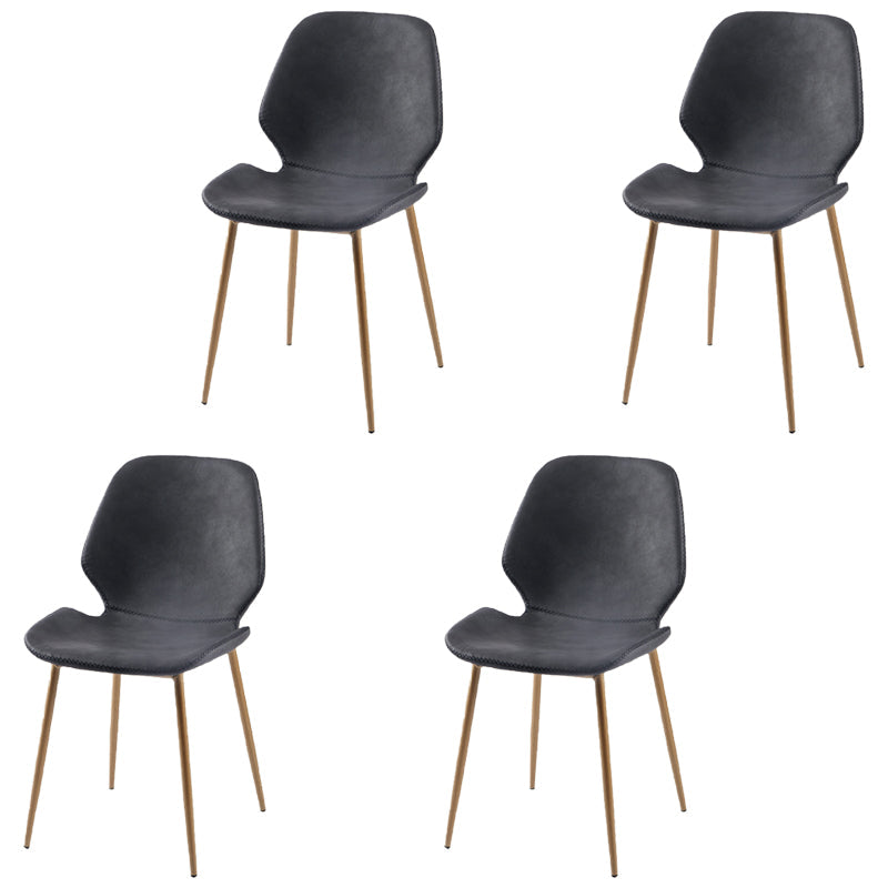 Contemporary Style Kitchen Metal Dining Chair Wingback Dining Armless Side Chair Dark Gray 4 Piece Set Brass Gold Clearhalo ' kitchen&dining_furn' 'Dining Chairs' 'Dining Tables & Seating' 'dining_chair' 'furn' 'furn_dining_chair' 'Furniture' 'furniture_dining_chair' 'Kitchen & Dining Furniture' 'kitchen' 4098938