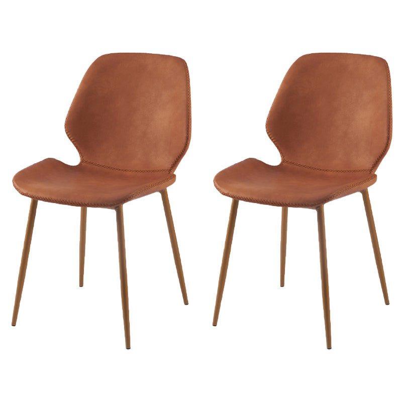 Contemporary Style Kitchen Metal Dining Chair Wingback Dining Armless Side Chair Orange 2 Piece Set Brass Gold Clearhalo ' kitchen&dining_furn' 'Dining Chairs' 'Dining Tables & Seating' 'dining_chair' 'furn' 'furn_dining_chair' 'Furniture' 'furniture_dining_chair' 'Kitchen & Dining Furniture' 'kitchen' 4098940