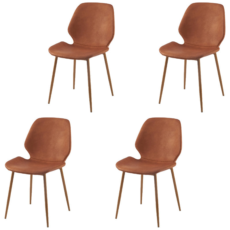 Contemporary Style Kitchen Metal Dining Chair Wingback Dining Armless Side Chair Orange 4 Piece Set Brass Gold Clearhalo ' kitchen&dining_furn' 'Dining Chairs' 'Dining Tables & Seating' 'dining_chair' 'furn' 'furn_dining_chair' 'Furniture' 'furniture_dining_chair' 'Kitchen & Dining Furniture' 'kitchen' 4098941