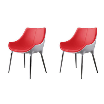Contemporary Style Dining Chair Kitchen Arm Side Chairs with Metal Legs (Set of 2) Red Clearhalo ' kitchen&dining_furn' 'Dining Chairs' 'Dining Tables & Seating' 'dining_chair' 'furn' 'furn_dining_chair' 'Furniture' 'furniture_dining_chair' 'Kitchen & Dining Furniture' 'kitchen' 4098947