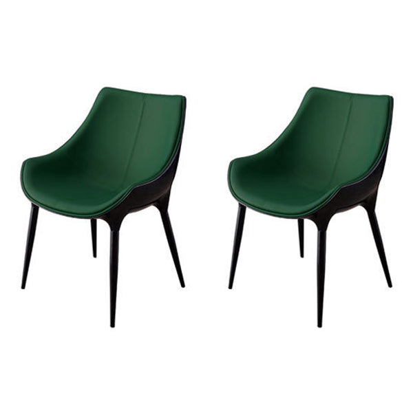 Contemporary Style Dining Chair Kitchen Arm Side Chairs with Metal Legs (Set of 2) Blackish Green Clearhalo ' kitchen&dining_furn' 'Dining Chairs' 'Dining Tables & Seating' 'dining_chair' 'furn' 'furn_dining_chair' 'Furniture' 'furniture_dining_chair' 'Kitchen & Dining Furniture' 'kitchen' 4098951