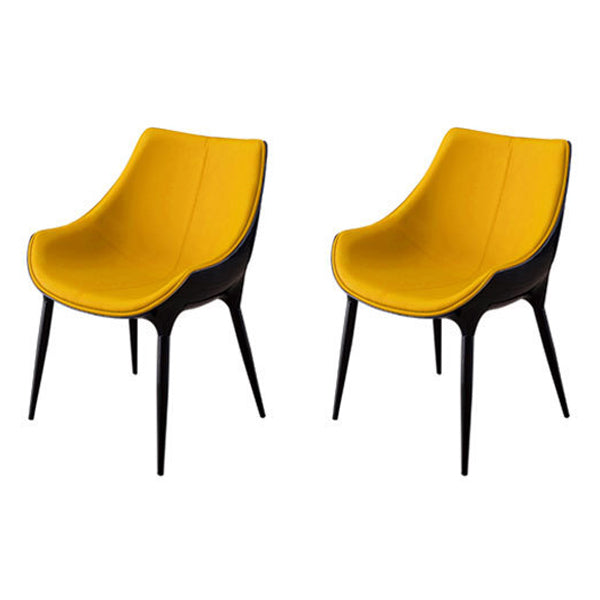 Contemporary Style Dining Chair Kitchen Arm Side Chairs with Metal Legs (Set of 2) Yellow Clearhalo ' kitchen&dining_furn' 'Dining Chairs' 'Dining Tables & Seating' 'dining_chair' 'furn' 'furn_dining_chair' 'Furniture' 'furniture_dining_chair' 'Kitchen & Dining Furniture' 'kitchen' 4098952