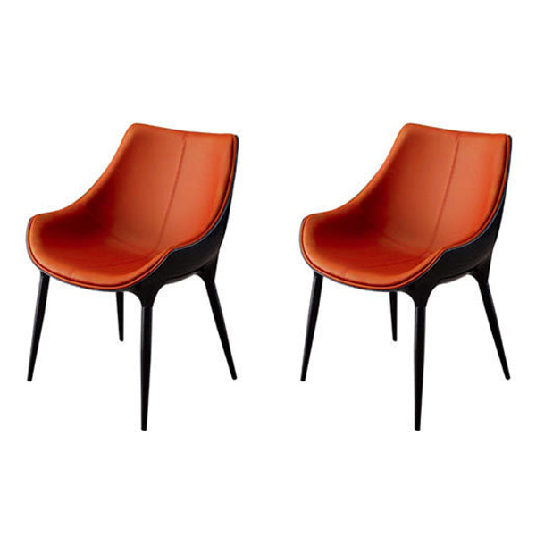 Contemporary Style Dining Chair Kitchen Arm Side Chairs with Metal Legs (Set of 2) Orange Clearhalo ' kitchen&dining_furn' 'Dining Chairs' 'Dining Tables & Seating' 'dining_chair' 'furn' 'furn_dining_chair' 'Furniture' 'furniture_dining_chair' 'Kitchen & Dining Furniture' 'kitchen' 4098956