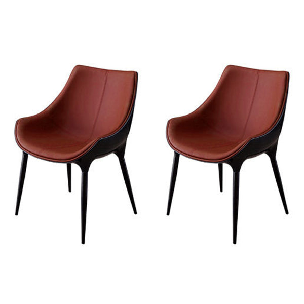 Contemporary Style Dining Chair Kitchen Arm Side Chairs with Metal Legs (Set of 2) Red Brown Clearhalo ' kitchen&dining_furn' 'Dining Chairs' 'Dining Tables & Seating' 'dining_chair' 'furn' 'furn_dining_chair' 'Furniture' 'furniture_dining_chair' 'Kitchen & Dining Furniture' 'kitchen' 4098958