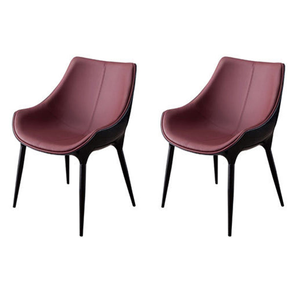 Contemporary Style Dining Chair Kitchen Arm Side Chairs with Metal Legs (Set of 2) Crimson Clearhalo ' kitchen&dining_furn' 'Dining Chairs' 'Dining Tables & Seating' 'dining_chair' 'furn' 'furn_dining_chair' 'Furniture' 'furniture_dining_chair' 'Kitchen & Dining Furniture' 'kitchen' 4098961