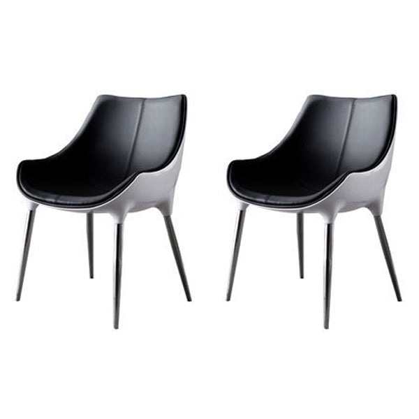 Contemporary Style Dining Chair Kitchen Arm Side Chairs with Metal Legs (Set of 2) Black Clearhalo ' kitchen&dining_furn' 'Dining Chairs' 'Dining Tables & Seating' 'dining_chair' 'furn' 'furn_dining_chair' 'Furniture' 'furniture_dining_chair' 'Kitchen & Dining Furniture' 'kitchen' 4098965