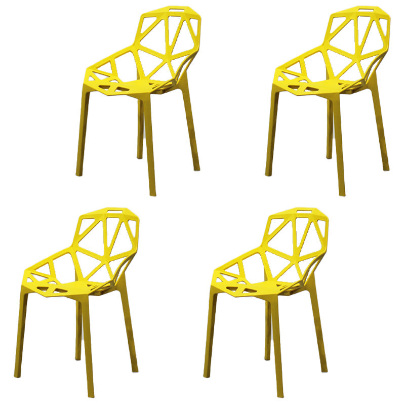 Contemporary Style Dining Chair Plastic Dining Arm Side Chair for Kitchen (Set of 4) Yellow Clearhalo ' kitchen&dining_furn' 'Dining Chairs' 'Dining Tables & Seating' 'dining_chair' 'furn' 'furn_dining_chair' 'Furniture' 'furniture_dining_chair' 'Kitchen & Dining Furniture' 'kitchen' 4098972