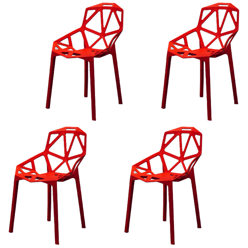 Contemporary Style Dining Chair Plastic Dining Arm Side Chair for Kitchen (Set of 4) Red Clearhalo ' kitchen&dining_furn' 'Dining Chairs' 'Dining Tables & Seating' 'dining_chair' 'furn' 'furn_dining_chair' 'Furniture' 'furniture_dining_chair' 'Kitchen & Dining Furniture' 'kitchen' 4098976