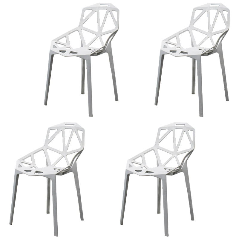 Contemporary Style Dining Chair Plastic Dining Arm Side Chair for Kitchen (Set of 4) White Clearhalo ' kitchen&dining_furn' 'Dining Chairs' 'Dining Tables & Seating' 'dining_chair' 'furn' 'furn_dining_chair' 'Furniture' 'furniture_dining_chair' 'Kitchen & Dining Furniture' 'kitchen' 4098978