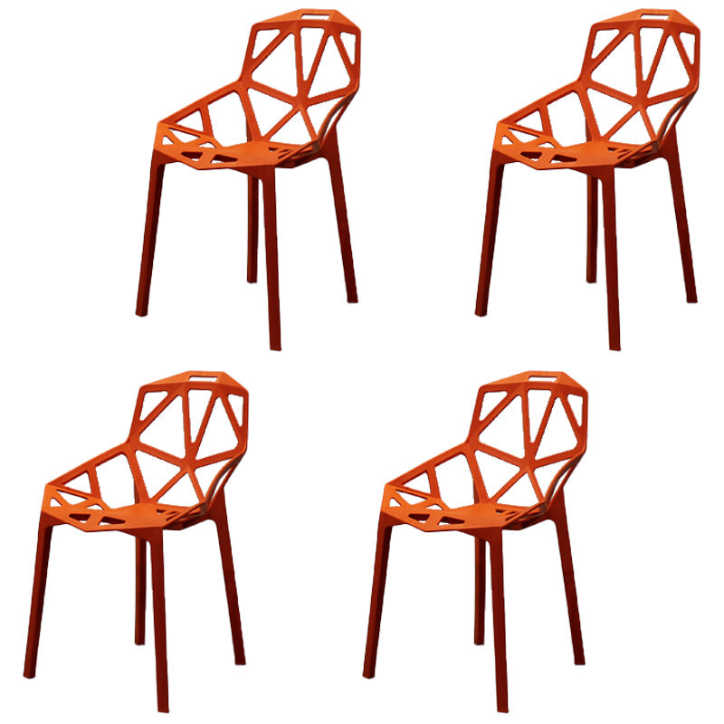 Contemporary Style Dining Chair Plastic Dining Arm Side Chair for Kitchen (Set of 4) Orange Clearhalo ' kitchen&dining_furn' 'Dining Chairs' 'Dining Tables & Seating' 'dining_chair' 'furn' 'furn_dining_chair' 'Furniture' 'furniture_dining_chair' 'Kitchen & Dining Furniture' 'kitchen' 4098980