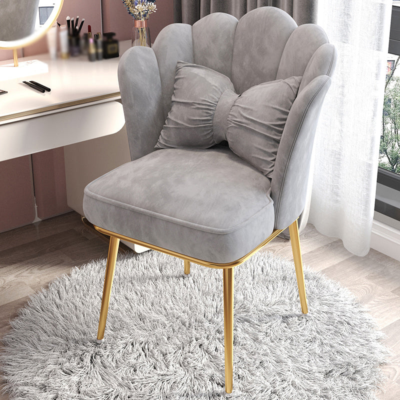 Scandinavian Style Upholstered Armless Dining Chair Solid Back Single Chair for Home Grey Brass Gold Clearhalo ' kitchen&dining_furn' 'Dining Chairs' 'Dining Tables & Seating' 'dining_chair' 'furn' 'furn_dining_chair' 'Furniture' 'furniture_dining_chair' 'Kitchen & Dining Furniture' 'kitchen' 4099077