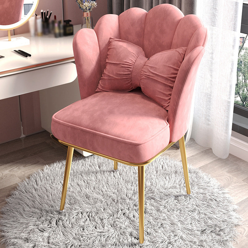 Scandinavian Style Upholstered Armless Dining Chair Solid Back Single Chair for Home Pink Brass Gold Clearhalo ' kitchen&dining_furn' 'Dining Chairs' 'Dining Tables & Seating' 'dining_chair' 'furn' 'furn_dining_chair' 'Furniture' 'furniture_dining_chair' 'Kitchen & Dining Furniture' 'kitchen' 4099080