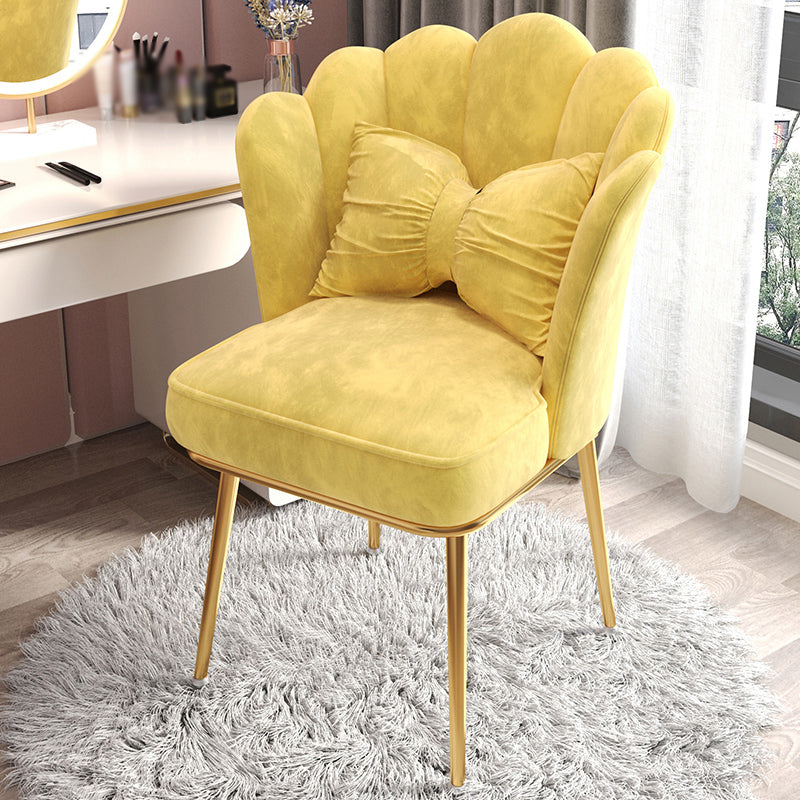 Scandinavian Style Upholstered Armless Dining Chair Solid Back Single Chair for Home Yellow Brass Gold Clearhalo ' kitchen&dining_furn' 'Dining Chairs' 'Dining Tables & Seating' 'dining_chair' 'furn' 'furn_dining_chair' 'Furniture' 'furniture_dining_chair' 'Kitchen & Dining Furniture' 'kitchen' 4099081