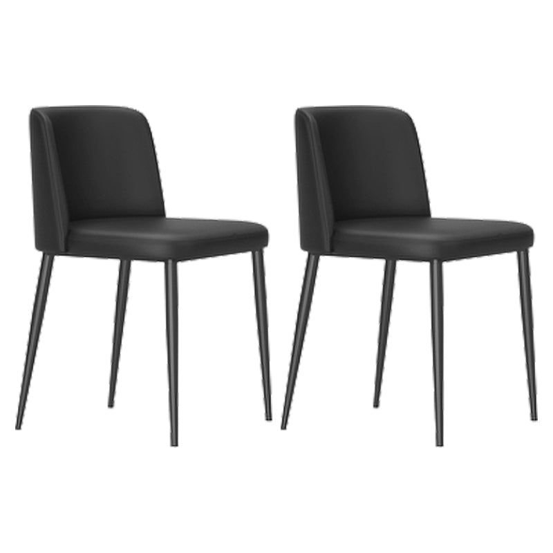Minimalist Style Leather Dining Chairs Solid Back Armless Side Chairs (Set of 2) Black Clearhalo ' kitchen&dining_furn' 'Dining Chairs' 'Dining Tables & Seating' 'dining_chair' 'furn' 'furn_dining_chair' 'Furniture' 'furniture_dining_chair' 'Kitchen & Dining Furniture' 'kitchen' 4099088