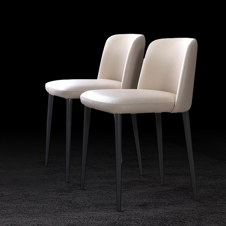 Minimalist Style Leather Dining Chairs Solid Back Armless Side Chairs (Set of 2) Clearhalo ' kitchen&dining_furn' 'Dining Chairs' 'Dining Tables & Seating' 'dining_chair' 'furn' 'furn_dining_chair' 'Furniture' 'furniture_dining_chair' 'Kitchen & Dining Furniture' 'kitchen' 4099090