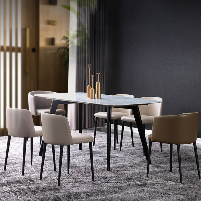 Minimalist Style Leather Dining Chairs Solid Back Armless Side Chairs (Set of 2) Clearhalo ' kitchen&dining_furn' 'Dining Chairs' 'Dining Tables & Seating' 'dining_chair' 'furn' 'furn_dining_chair' 'Furniture' 'furniture_dining_chair' 'Kitchen & Dining Furniture' 'kitchen' 4099094