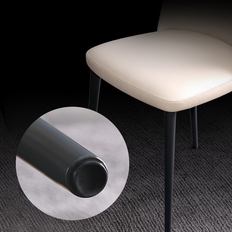 Minimalist Style Leather Dining Chairs Solid Back Armless Side Chairs (Set of 2) Clearhalo ' kitchen&dining_furn' 'Dining Chairs' 'Dining Tables & Seating' 'dining_chair' 'furn' 'furn_dining_chair' 'Furniture' 'furniture_dining_chair' 'Kitchen & Dining Furniture' 'kitchen' 4099096