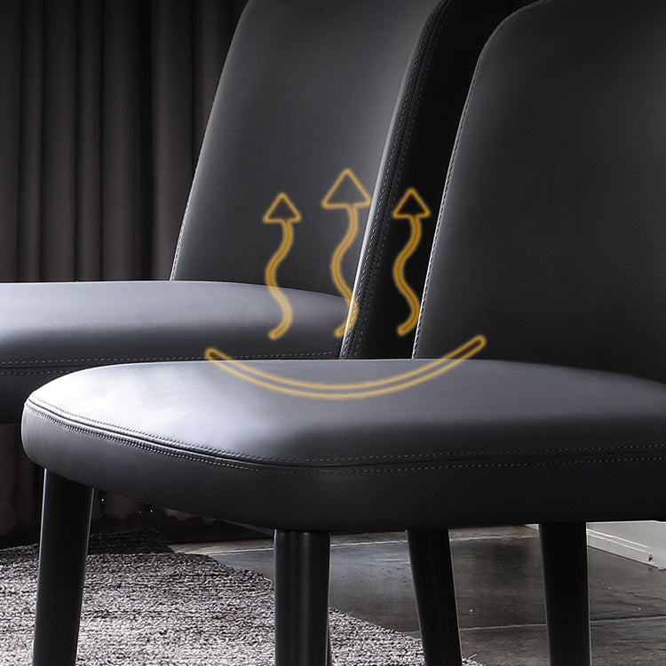 Minimalist Style Leather Dining Chairs Solid Back Armless Side Chairs (Set of 2) Clearhalo ' kitchen&dining_furn' 'Dining Chairs' 'Dining Tables & Seating' 'dining_chair' 'furn' 'furn_dining_chair' 'Furniture' 'furniture_dining_chair' 'Kitchen & Dining Furniture' 'kitchen' 4099097