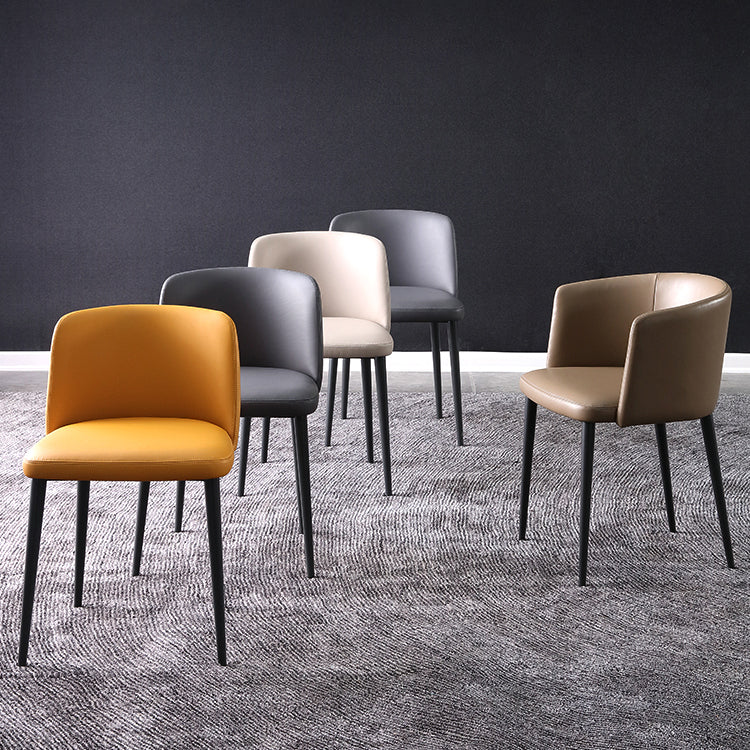 Minimalist Style Leather Dining Chairs Solid Back Armless Side Chairs (Set of 2) Clearhalo ' kitchen&dining_furn' 'Dining Chairs' 'Dining Tables & Seating' 'dining_chair' 'furn' 'furn_dining_chair' 'Furniture' 'furniture_dining_chair' 'Kitchen & Dining Furniture' 'kitchen' 4099102