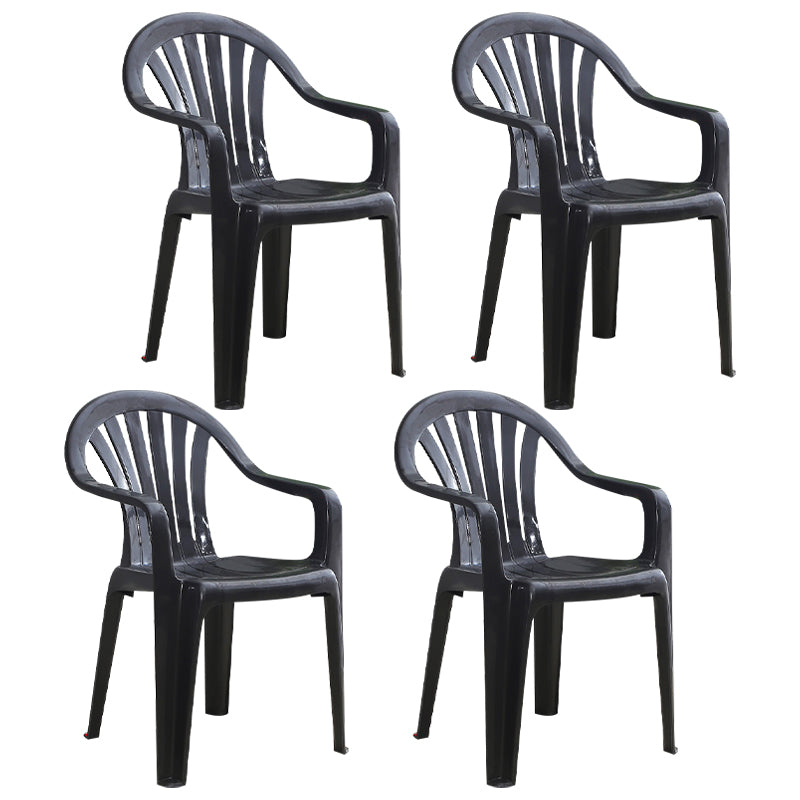 Modern Home Dining Arm Chairs Plastic Stackable Windsor Dining Armchairs Black 4 Piece Set Clearhalo ' kitchen&dining_furn' 'Dining Chairs' 'Dining Tables & Seating' 'dining_chair' 'furn' 'furn_dining_chair' 'Furniture' 'furniture_dining_chair' 'Kitchen & Dining Furniture' 'kitchen' 4099120