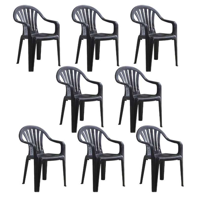 Modern Home Dining Arm Chairs Plastic Stackable Windsor Dining Armchairs Black 8 Piece Set Clearhalo ' kitchen&dining_furn' 'Dining Chairs' 'Dining Tables & Seating' 'dining_chair' 'furn' 'furn_dining_chair' 'Furniture' 'furniture_dining_chair' 'Kitchen & Dining Furniture' 'kitchen' 4099121