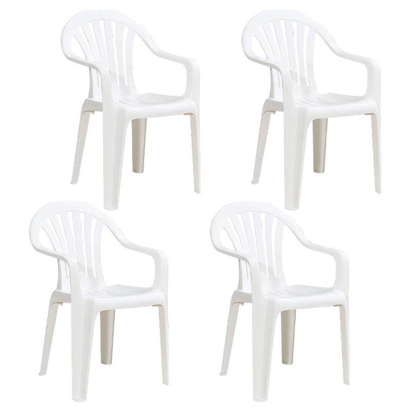 Modern Home Dining Arm Chairs Plastic Stackable Windsor Dining Armchairs White 4 Piece Set Clearhalo ' kitchen&dining_furn' 'Dining Chairs' 'Dining Tables & Seating' 'dining_chair' 'furn' 'furn_dining_chair' 'Furniture' 'furniture_dining_chair' 'Kitchen & Dining Furniture' 'kitchen' 4099124