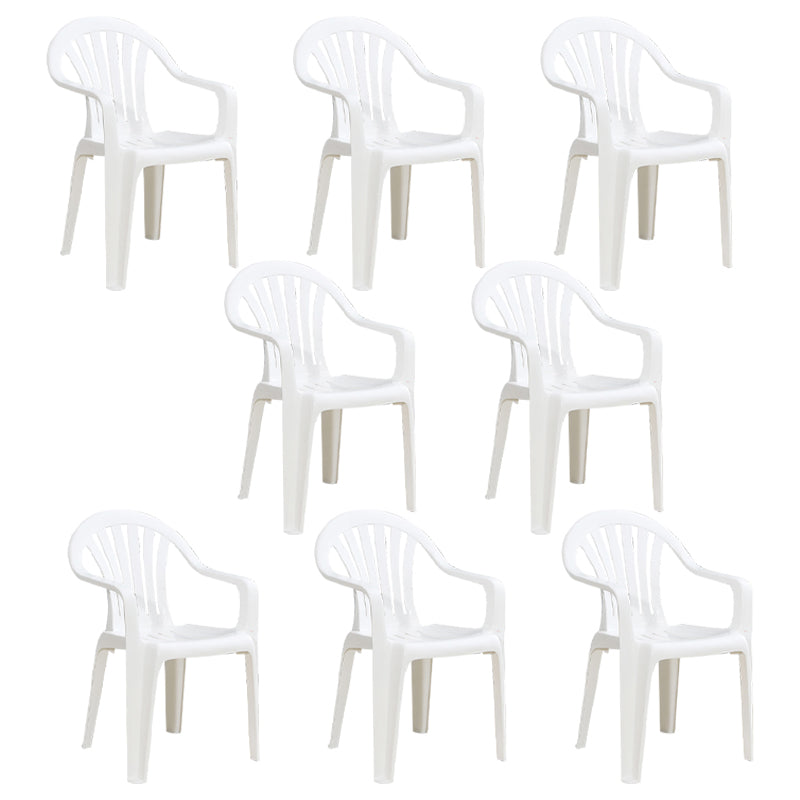 Modern Home Dining Arm Chairs Plastic Stackable Windsor Dining Armchairs White 8 Piece Set Clearhalo ' kitchen&dining_furn' 'Dining Chairs' 'Dining Tables & Seating' 'dining_chair' 'furn' 'furn_dining_chair' 'Furniture' 'furniture_dining_chair' 'Kitchen & Dining Furniture' 'kitchen' 4099126