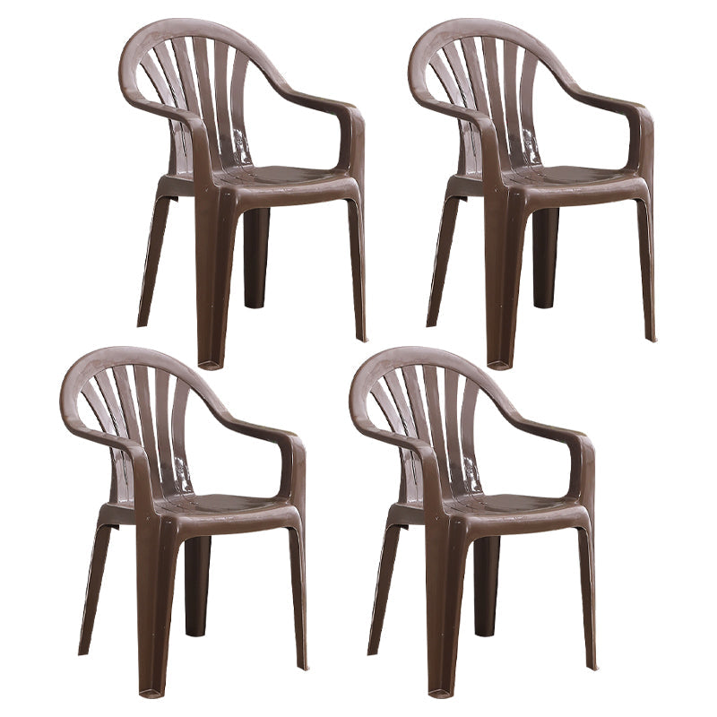 Modern Home Dining Arm Chairs Plastic Stackable Windsor Dining Armchairs Coffee 4 Piece Set Clearhalo ' kitchen&dining_furn' 'Dining Chairs' 'Dining Tables & Seating' 'dining_chair' 'furn' 'furn_dining_chair' 'Furniture' 'furniture_dining_chair' 'Kitchen & Dining Furniture' 'kitchen' 4099135