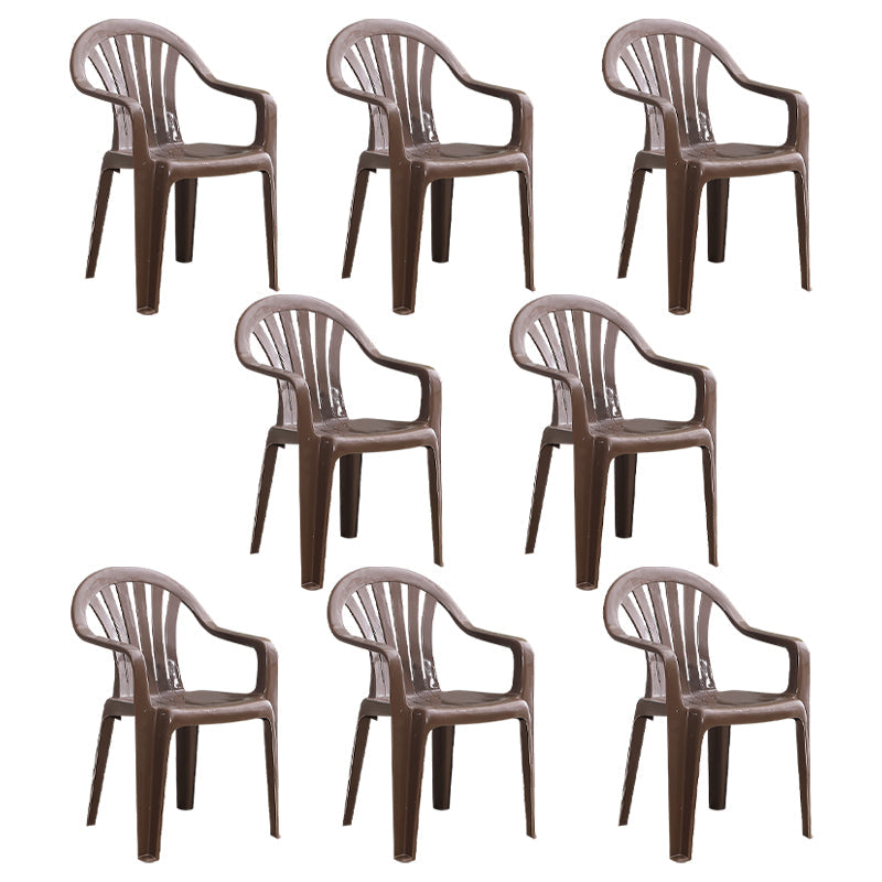 Modern Home Dining Arm Chairs Plastic Stackable Windsor Dining Armchairs Coffee 8 Piece Set Clearhalo ' kitchen&dining_furn' 'Dining Chairs' 'Dining Tables & Seating' 'dining_chair' 'furn' 'furn_dining_chair' 'Furniture' 'furniture_dining_chair' 'Kitchen & Dining Furniture' 'kitchen' 4099137
