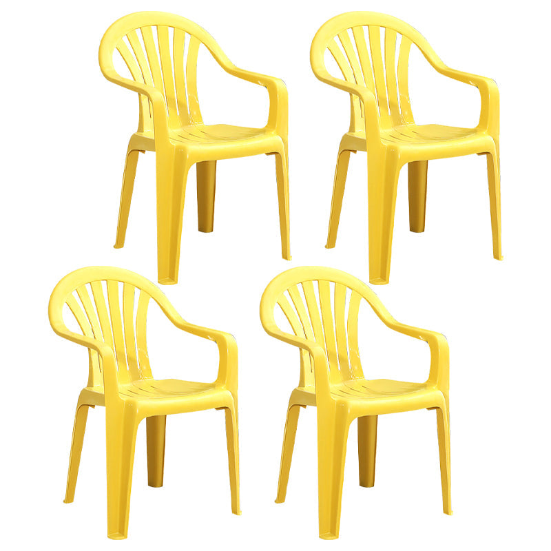 Modern Home Dining Arm Chairs Plastic Stackable Windsor Dining Armchairs Lemon Yellow 4 Piece Set Clearhalo ' kitchen&dining_furn' 'Dining Chairs' 'Dining Tables & Seating' 'dining_chair' 'furn' 'furn_dining_chair' 'Furniture' 'furniture_dining_chair' 'Kitchen & Dining Furniture' 'kitchen' 4099138