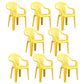 Modern Home Dining Arm Chairs Plastic Stackable Windsor Dining Armchairs Lemon Yellow 8 Piece Set Clearhalo ' kitchen&dining_furn' 'Dining Chairs' 'Dining Tables & Seating' 'dining_chair' 'furn' 'furn_dining_chair' 'Furniture' 'furniture_dining_chair' 'Kitchen & Dining Furniture' 'kitchen' 4099139
