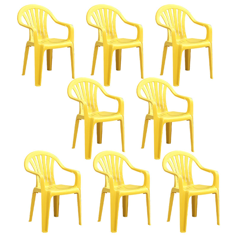 Modern Home Dining Arm Chairs Plastic Stackable Windsor Dining Armchairs Lemon Yellow 8 Piece Set Clearhalo ' kitchen&dining_furn' 'Dining Chairs' 'Dining Tables & Seating' 'dining_chair' 'furn' 'furn_dining_chair' 'Furniture' 'furniture_dining_chair' 'Kitchen & Dining Furniture' 'kitchen' 4099139
