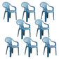Modern Home Dining Arm Chairs Plastic Stackable Windsor Dining Armchairs Peacock Blue 8 Piece Set Clearhalo ' kitchen&dining_furn' 'Dining Chairs' 'Dining Tables & Seating' 'dining_chair' 'furn' 'furn_dining_chair' 'Furniture' 'furniture_dining_chair' 'Kitchen & Dining Furniture' 'kitchen' 4099141