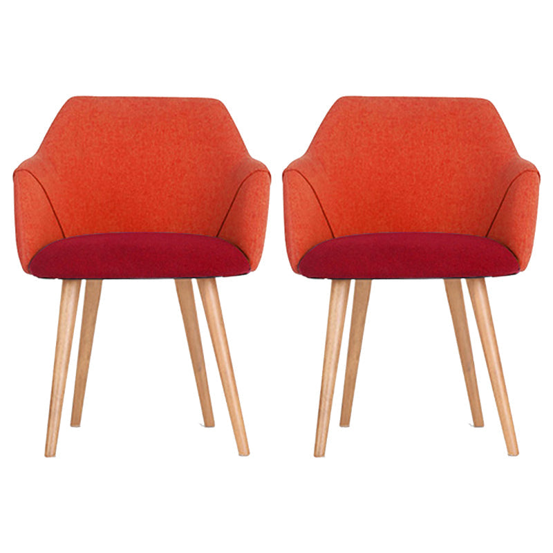 Matte Finish Fabric Arm Chair Scandinavian Solid Back Dining Chair (Set of 2) Orange Clearhalo ' kitchen&dining_furn' 'Dining Chairs' 'Dining Tables & Seating' 'dining_chair' 'furn' 'furn_dining_chair' 'Furniture' 'furniture_dining_chair' 'Kitchen & Dining Furniture' 'kitchen' 4099149