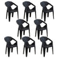 Modern Plastic Dining Arm Chairs Open Back Stacking Dining Armchairs Black 8 Piece Set Clearhalo ' kitchen&dining_furn' 'Dining Chairs' 'Dining Tables & Seating' 'dining_chair' 'furn' 'furn_dining_chair' 'Furniture' 'furniture_dining_chair' 'Kitchen & Dining Furniture' 'kitchen' 4099186