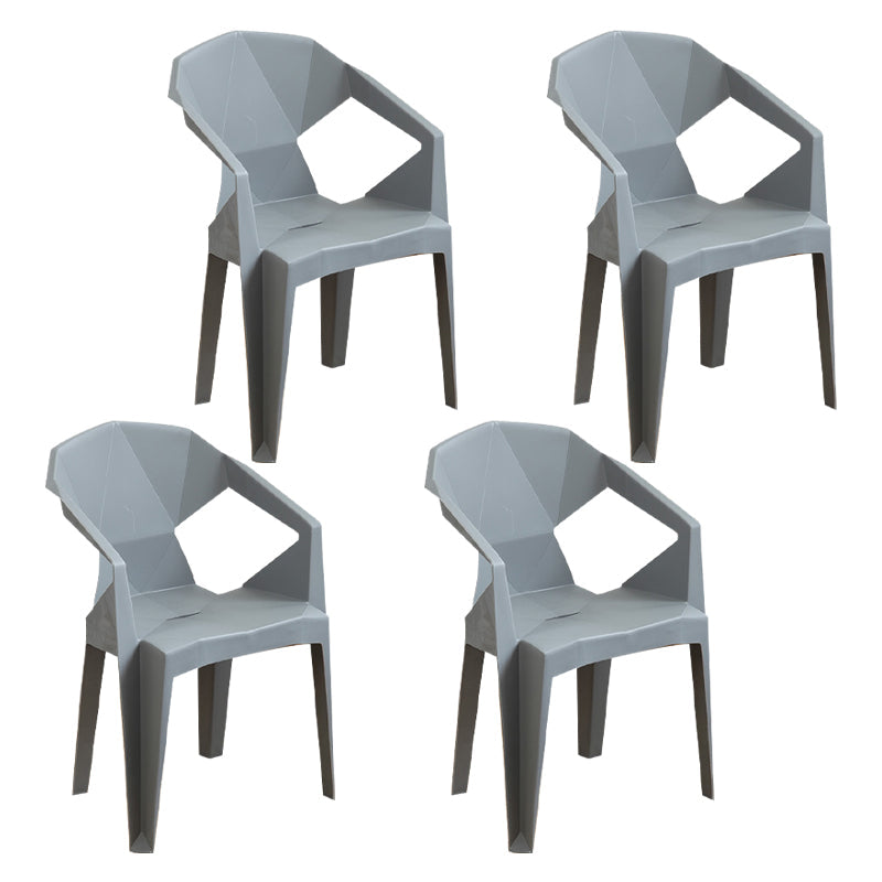 Modern Plastic Dining Arm Chairs Open Back Stacking Dining Armchairs Light Gray 4 Piece Set Clearhalo ' kitchen&dining_furn' 'Dining Chairs' 'Dining Tables & Seating' 'dining_chair' 'furn' 'furn_dining_chair' 'Furniture' 'furniture_dining_chair' 'Kitchen & Dining Furniture' 'kitchen' 4099189