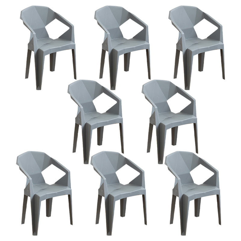 Modern Plastic Dining Arm Chairs Open Back Stacking Dining Armchairs Light Gray 8 Piece Set Clearhalo ' kitchen&dining_furn' 'Dining Chairs' 'Dining Tables & Seating' 'dining_chair' 'furn' 'furn_dining_chair' 'Furniture' 'furniture_dining_chair' 'Kitchen & Dining Furniture' 'kitchen' 4099191