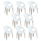Modern Plastic Dining Arm Chairs Open Back Stacking Dining Armchairs White 8 Piece Set Clearhalo ' kitchen&dining_furn' 'Dining Chairs' 'Dining Tables & Seating' 'dining_chair' 'furn' 'furn_dining_chair' 'Furniture' 'furniture_dining_chair' 'Kitchen & Dining Furniture' 'kitchen' 4099194