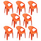 Modern Plastic Dining Arm Chairs Open Back Stacking Dining Armchairs Orange 8 Piece Set Clearhalo ' kitchen&dining_furn' 'Dining Chairs' 'Dining Tables & Seating' 'dining_chair' 'furn' 'furn_dining_chair' 'Furniture' 'furniture_dining_chair' 'Kitchen & Dining Furniture' 'kitchen' 4099199