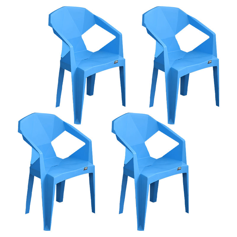 Modern Plastic Dining Arm Chairs Open Back Stacking Dining Armchairs Sky Blue 4 Piece Set Clearhalo ' kitchen&dining_furn' 'Dining Chairs' 'Dining Tables & Seating' 'dining_chair' 'furn' 'furn_dining_chair' 'Furniture' 'furniture_dining_chair' 'Kitchen & Dining Furniture' 'kitchen' 4099201