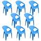 Modern Plastic Dining Arm Chairs Open Back Stacking Dining Armchairs Sky Blue 8 Piece Set Clearhalo ' kitchen&dining_furn' 'Dining Chairs' 'Dining Tables & Seating' 'dining_chair' 'furn' 'furn_dining_chair' 'Furniture' 'furniture_dining_chair' 'Kitchen & Dining Furniture' 'kitchen' 4099203