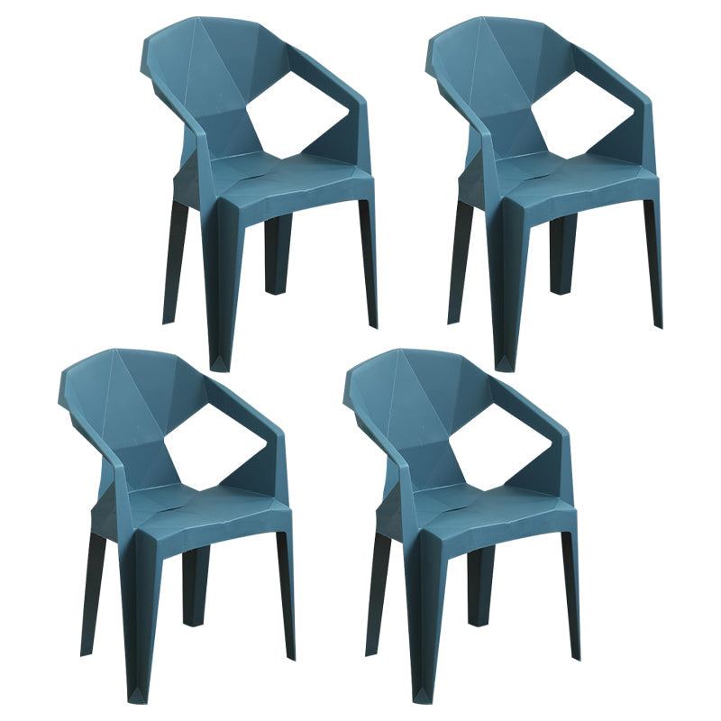 Modern Plastic Dining Arm Chairs Open Back Stacking Dining Armchairs Peacock Blue 4 Piece Set Clearhalo ' kitchen&dining_furn' 'Dining Chairs' 'Dining Tables & Seating' 'dining_chair' 'furn' 'furn_dining_chair' 'Furniture' 'furniture_dining_chair' 'Kitchen & Dining Furniture' 'kitchen' 4099208