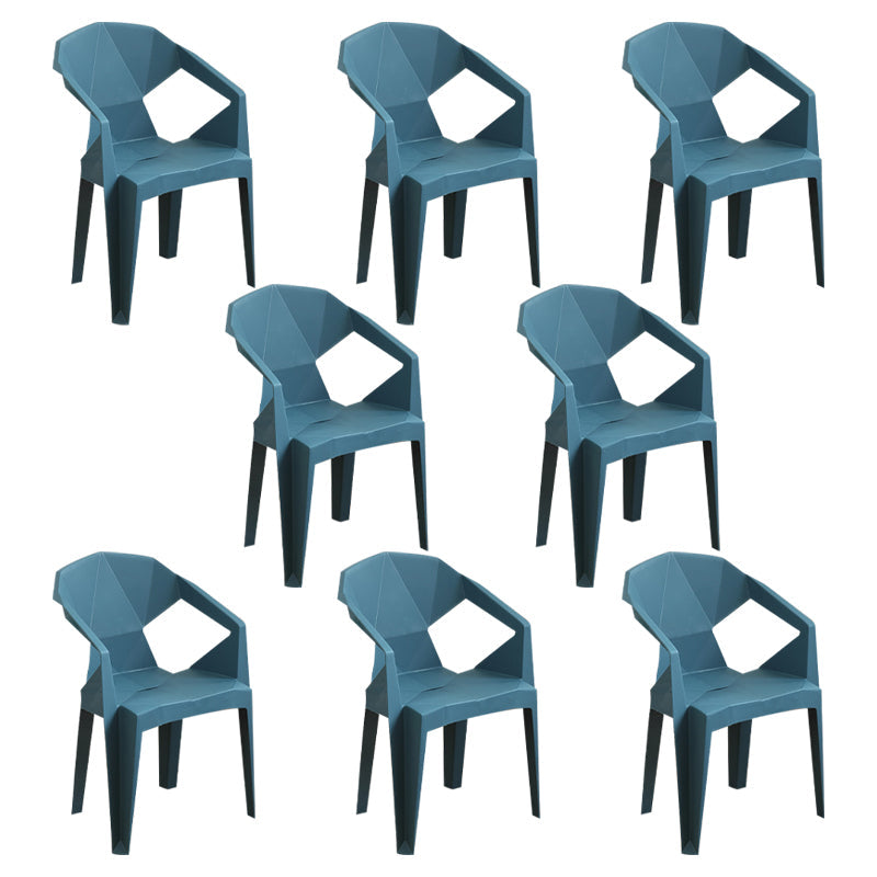 Modern Plastic Dining Arm Chairs Open Back Stacking Dining Armchairs Peacock Blue 8 Piece Set Clearhalo ' kitchen&dining_furn' 'Dining Chairs' 'Dining Tables & Seating' 'dining_chair' 'furn' 'furn_dining_chair' 'Furniture' 'furniture_dining_chair' 'Kitchen & Dining Furniture' 'kitchen' 4099209