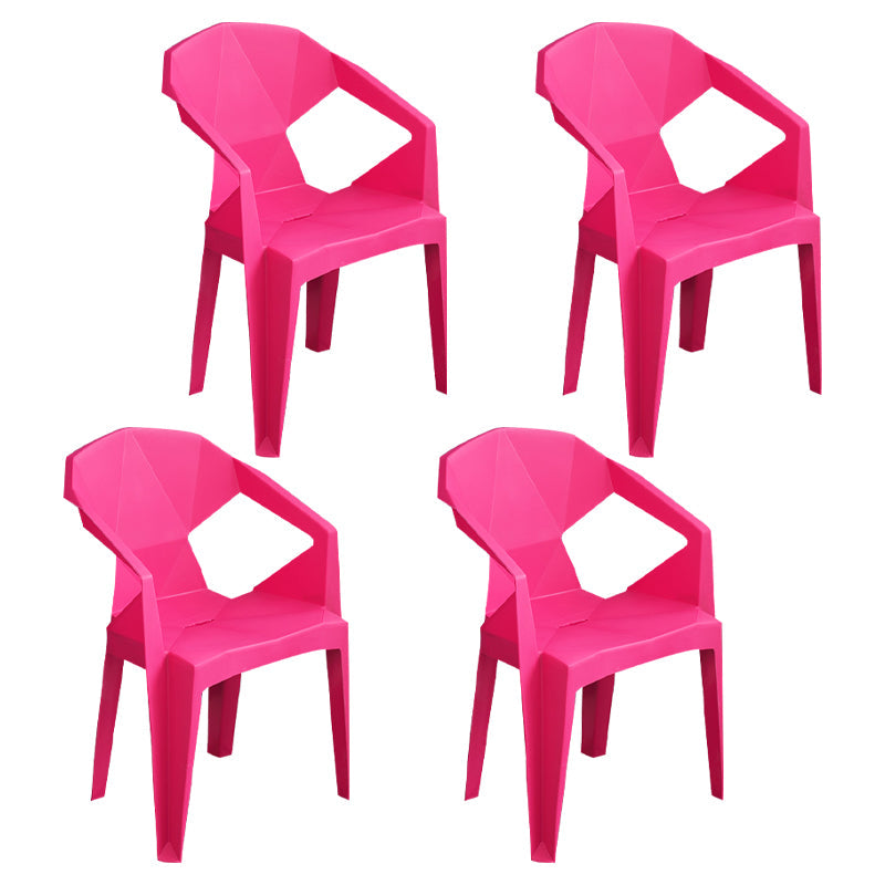 Modern Plastic Dining Arm Chairs Open Back Stacking Dining Armchairs Light Rose Red 4 Piece Set Clearhalo ' kitchen&dining_furn' 'Dining Chairs' 'Dining Tables & Seating' 'dining_chair' 'furn' 'furn_dining_chair' 'Furniture' 'furniture_dining_chair' 'Kitchen & Dining Furniture' 'kitchen' 4099210