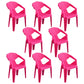 Modern Plastic Dining Arm Chairs Open Back Stacking Dining Armchairs Light Rose Red 8 Piece Set Clearhalo ' kitchen&dining_furn' 'Dining Chairs' 'Dining Tables & Seating' 'dining_chair' 'furn' 'furn_dining_chair' 'Furniture' 'furniture_dining_chair' 'Kitchen & Dining Furniture' 'kitchen' 4099211